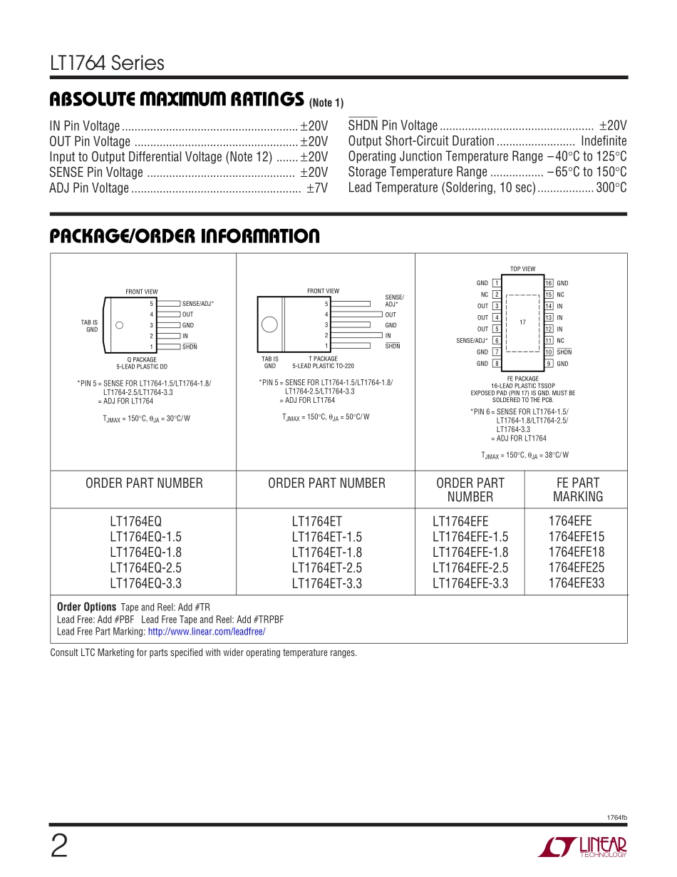 IC封装资料_电源管理芯片_LT1764ET_PBF.pdf_第2页