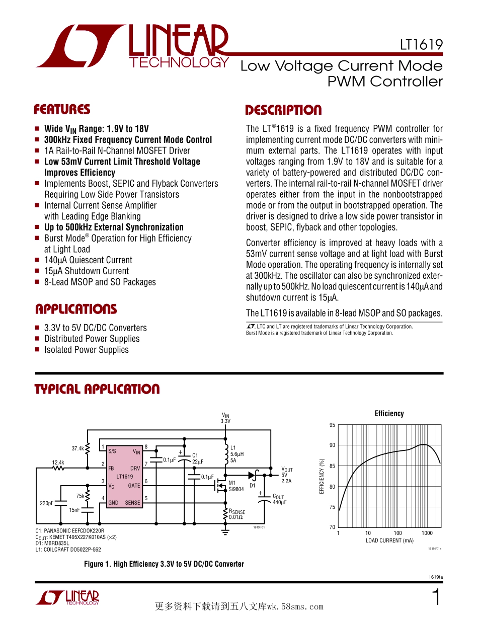 IC封装资料_电源管理芯片_LT1619EMS8_PBF.pdf_第1页