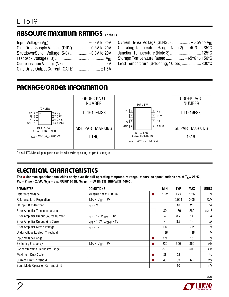 IC封装资料_电源管理芯片_LT1619EMS8_PBF.pdf_第2页