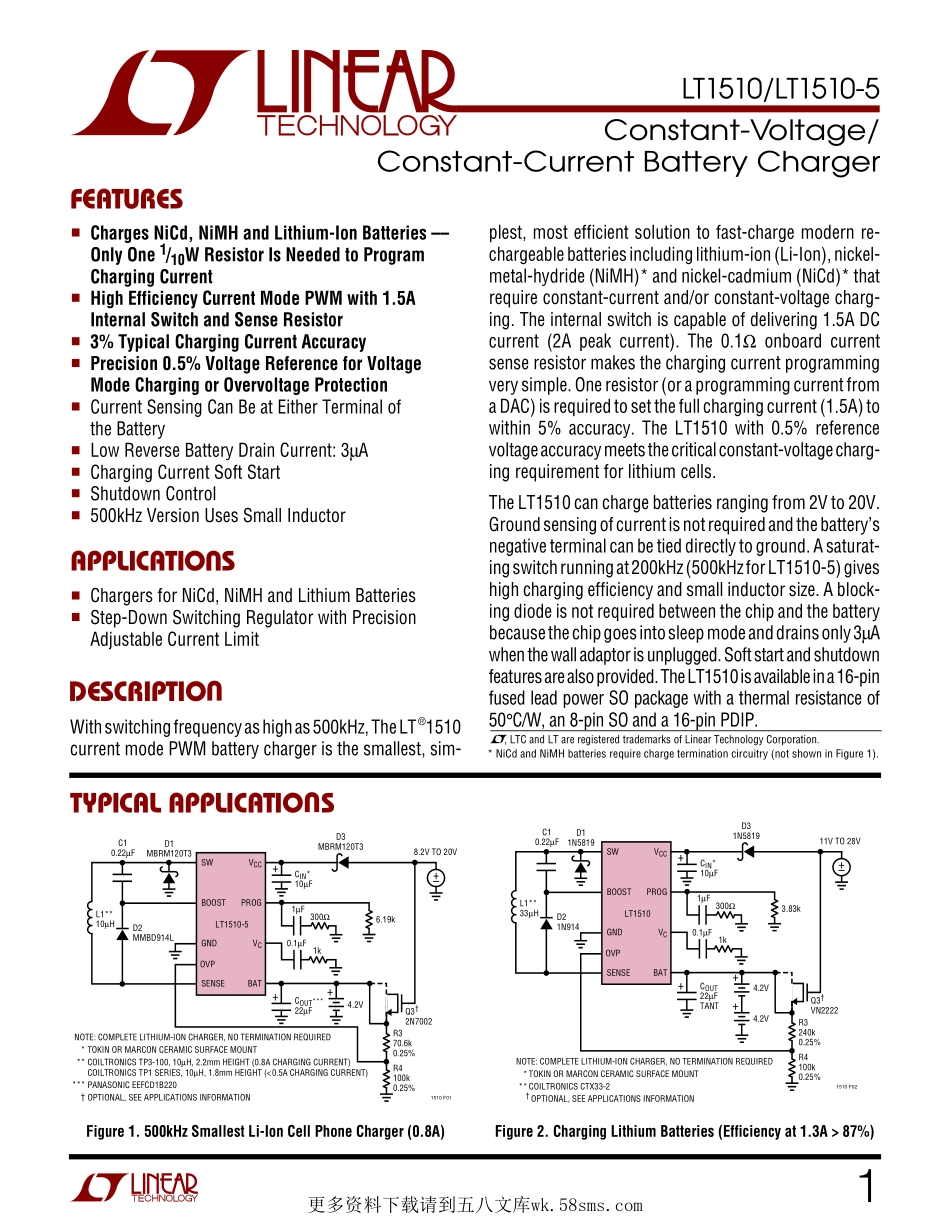 IC封装资料_电源管理芯片_LT1510-5CGN_TRPBF.pdf_第1页