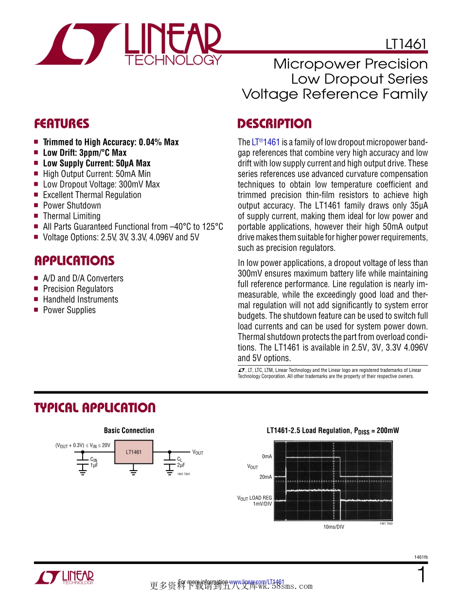 IC封装资料_电源管理芯片_LT1461CIS8-2.5_TRPBF.pdf_第1页