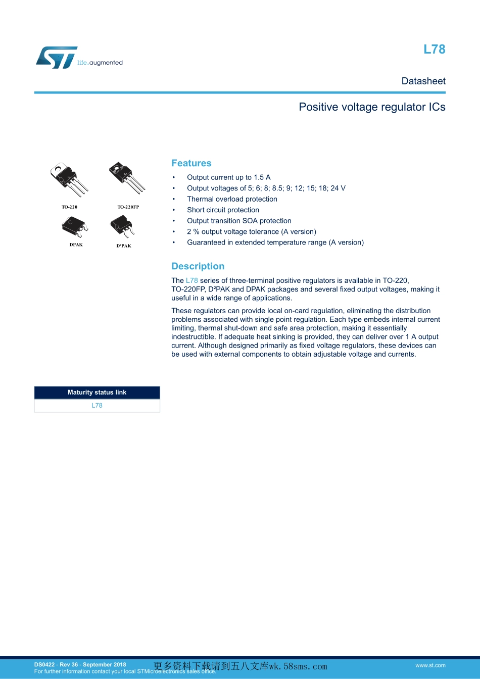 IC封装资料_电源管理芯片_L7805CD2T-TR.pdf_第1页