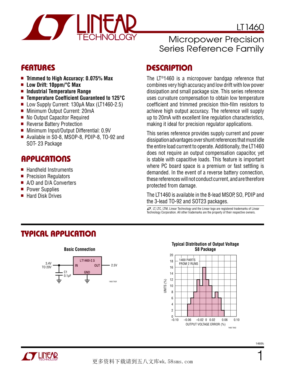 IC封装资料_电源管理芯片_LT1460BIS8-2.5_PBF.pdf_第1页