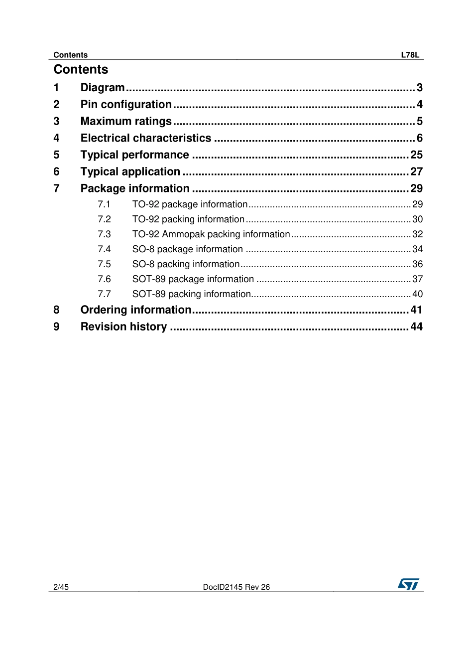 IC封装资料_电源管理芯片_L78L33ACUTR.pdf_第2页