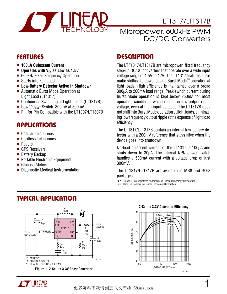 IC封装资料_电源管理芯片_LT1317CS8_TRPBF.pdf_第1页