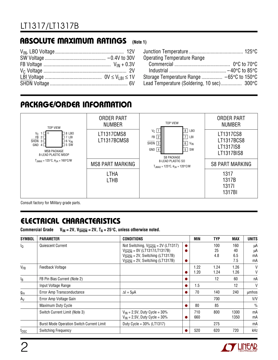 IC封装资料_电源管理芯片_LT1317CS8_TRPBF.pdf_第2页