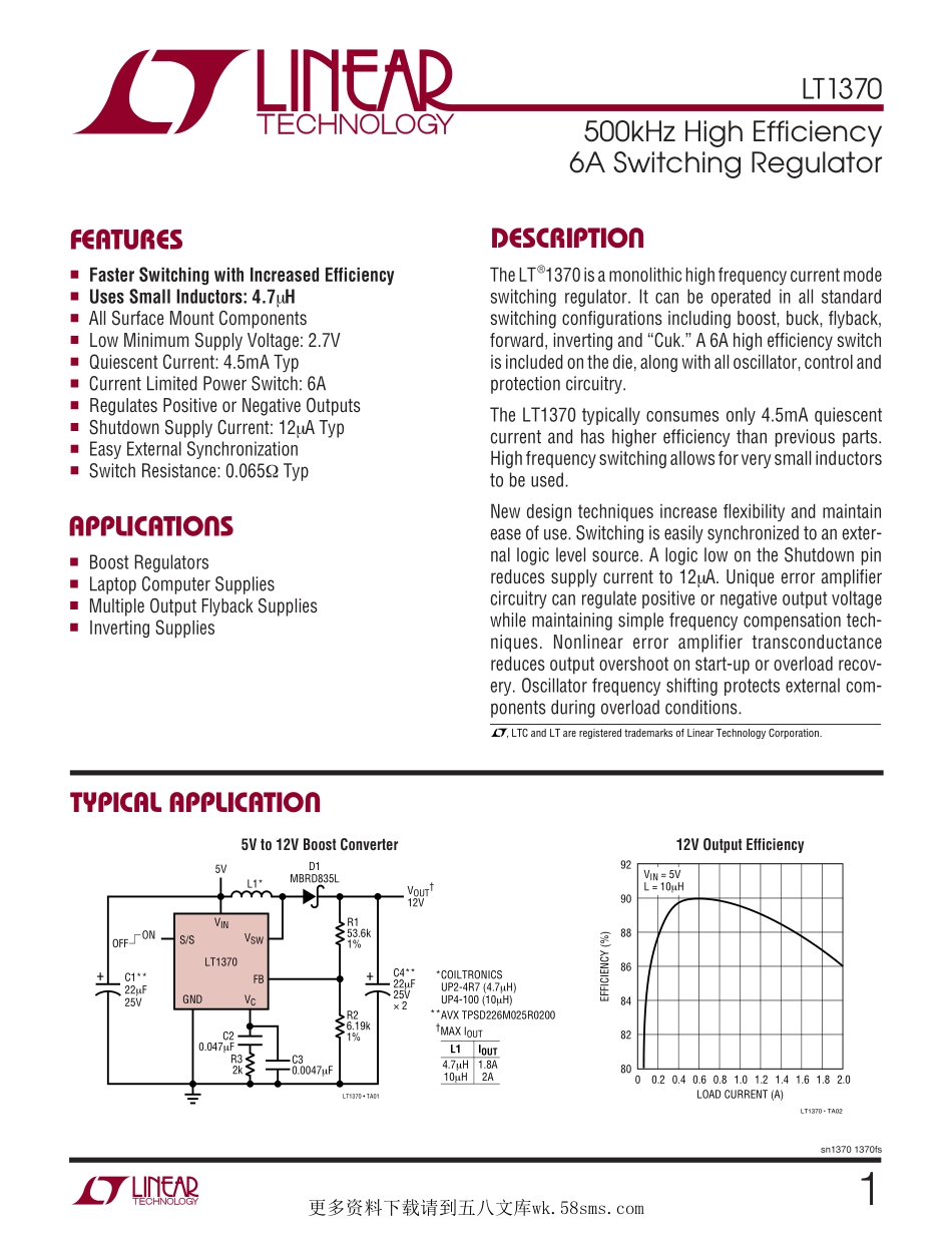 IC封装资料_电源管理芯片_LT1370IR_TRPBF.pdf_第1页