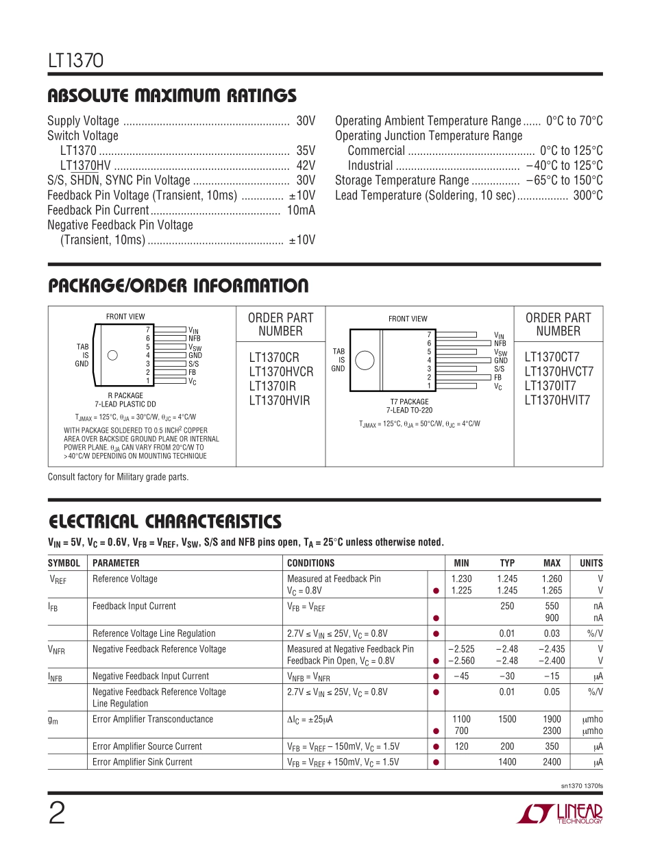 IC封装资料_电源管理芯片_LT1370IR_TRPBF.pdf_第2页