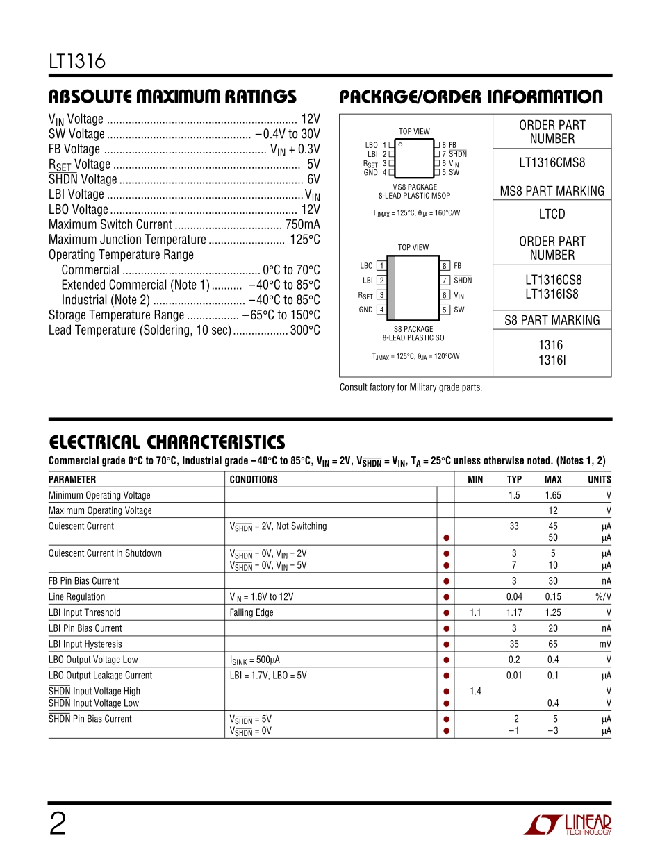 IC封装资料_电源管理芯片_LT1316IS8_TRPBF.pdf_第2页