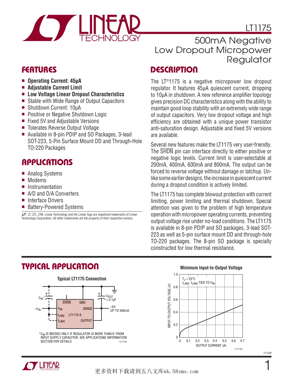 IC封装资料_电源管理芯片_LT1175IST-5_PBF.pdf_第1页