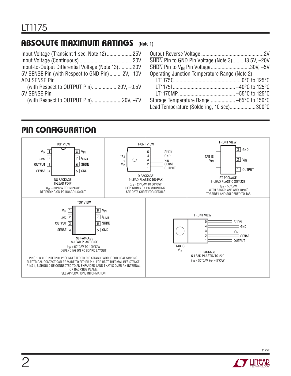 IC封装资料_电源管理芯片_LT1175IST-5_PBF.pdf_第2页