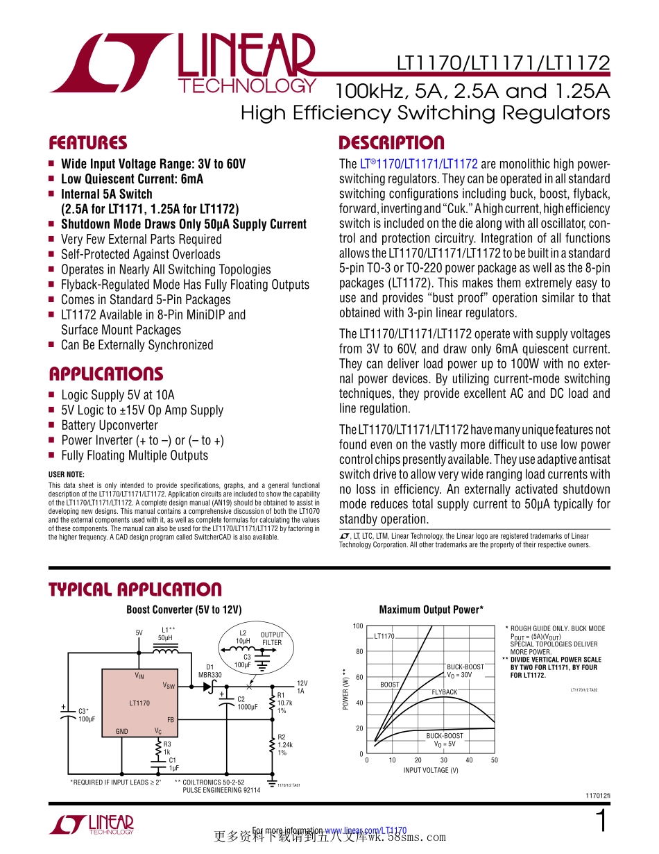 IC封装资料_电源管理芯片_LT1170CQ_TRPBF.pdf_第1页