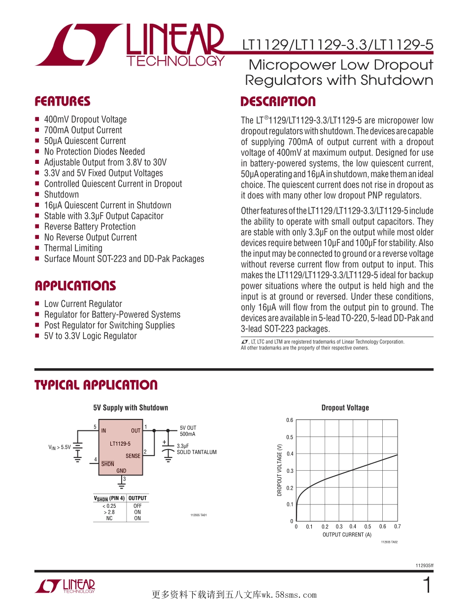 IC封装资料_电源管理芯片_LT1129IQ-3.3_TRPBF.pdf_第1页