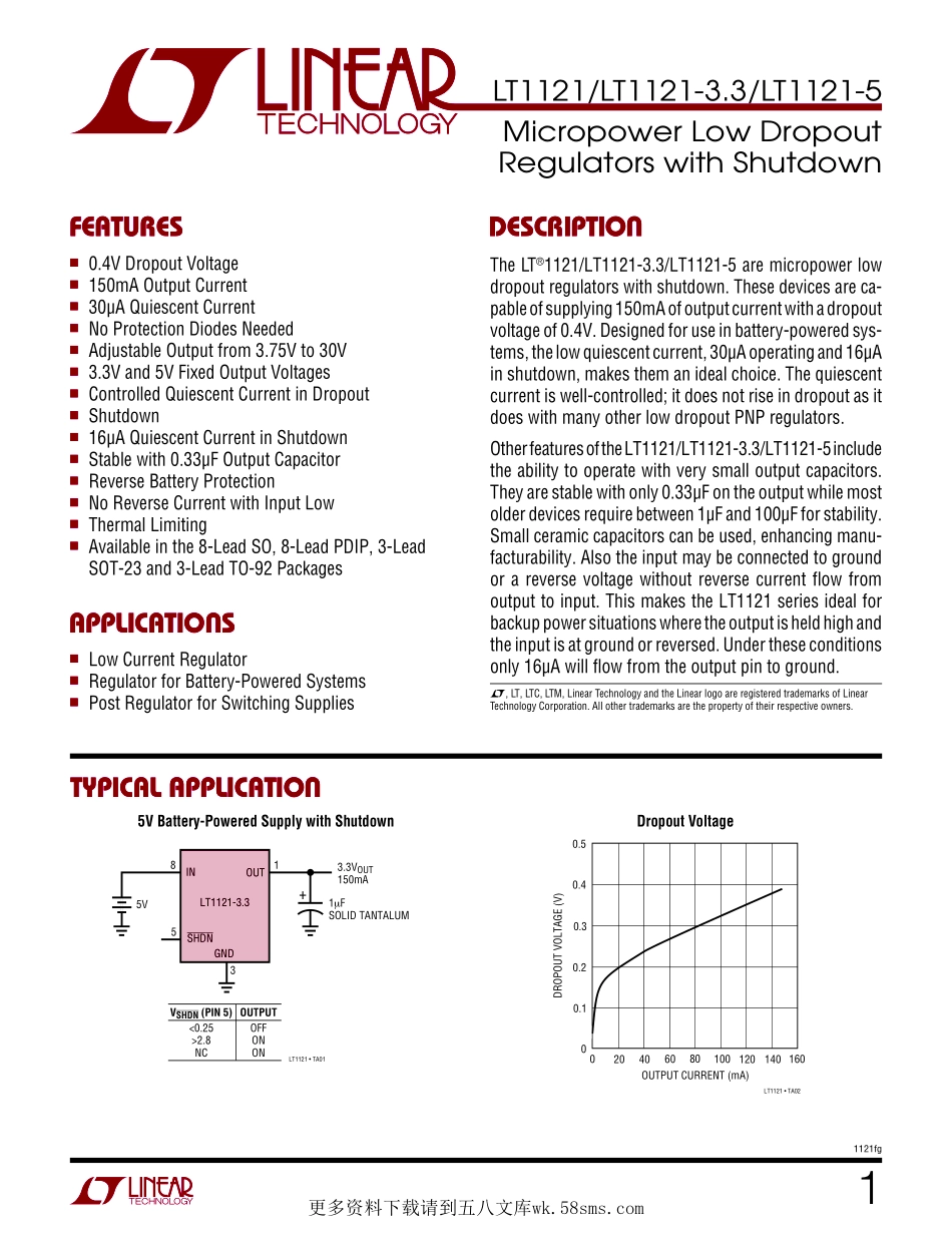 IC封装资料_电源管理芯片_LT1121CST-3.3_PBF.pdf_第1页