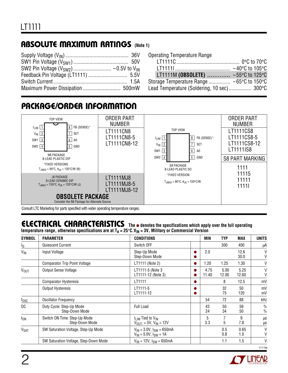 IC封装资料_电源管理芯片_LT1111CS8_TRPBF.pdf_第2页