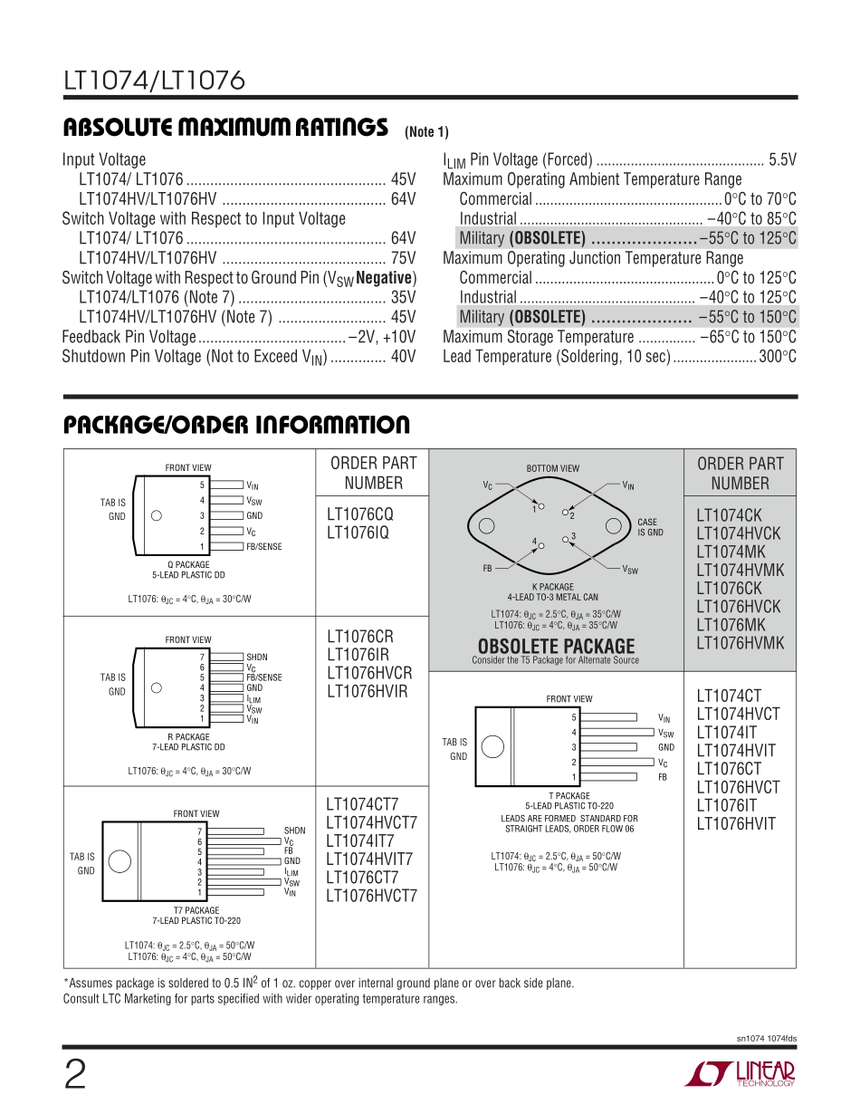 IC封装资料_电源管理芯片_LT1076HVCT_PBF.pdf_第2页