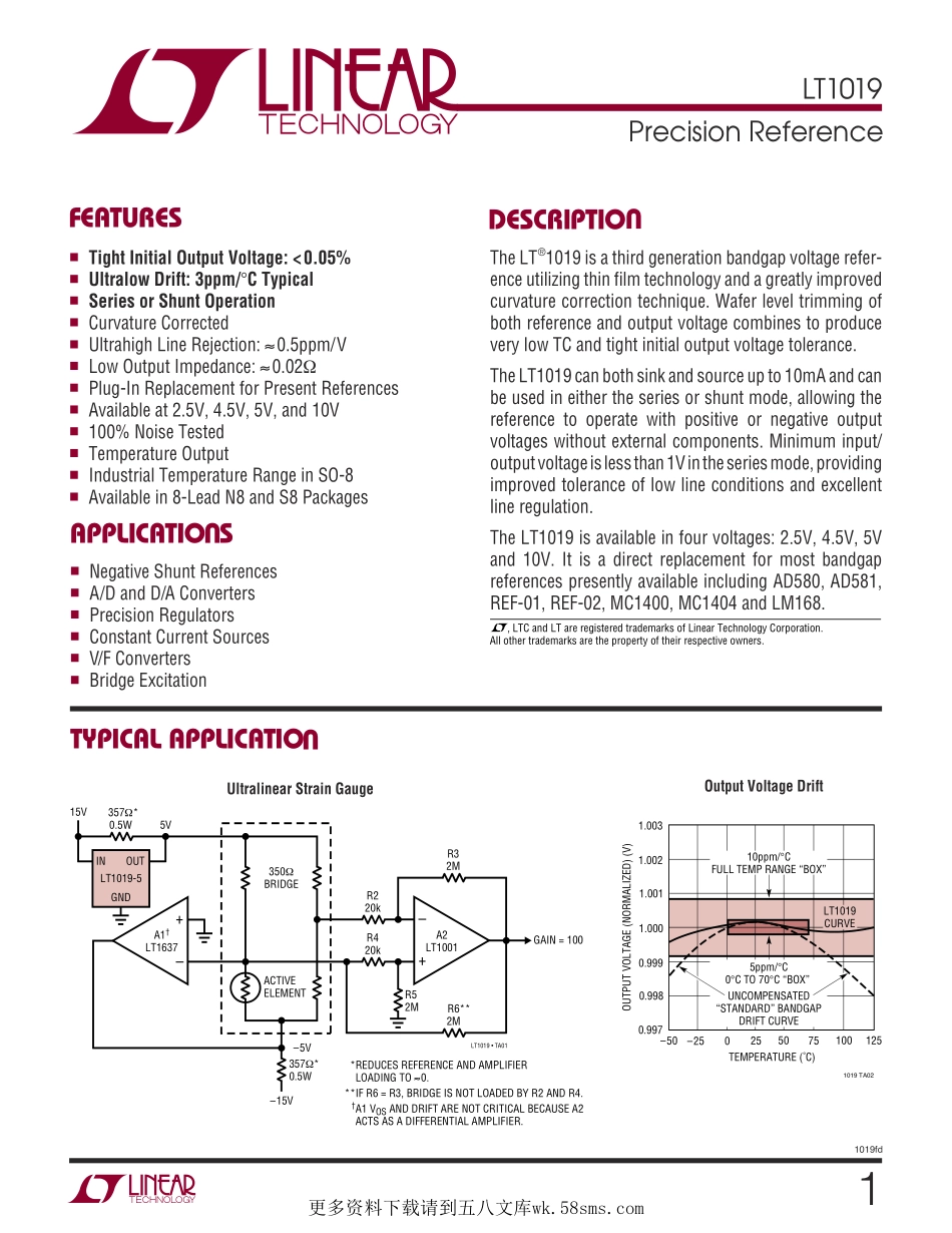 IC封装资料_电源管理芯片_LT1019AIS8-5_PBF.pdf_第1页