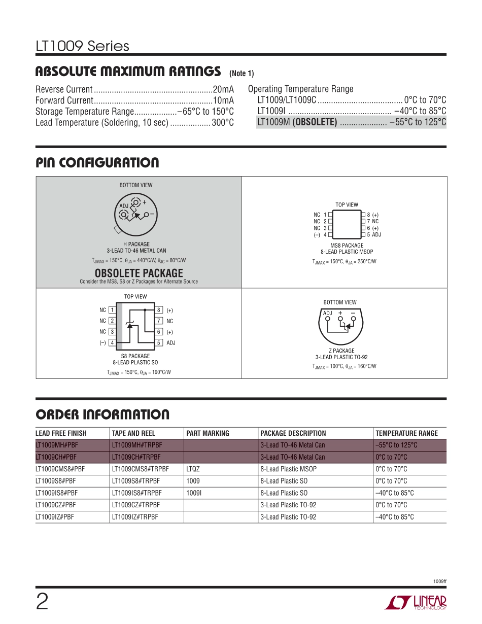 IC封装资料_电源管理芯片_LT1009CZ_TRPBF.pdf_第2页