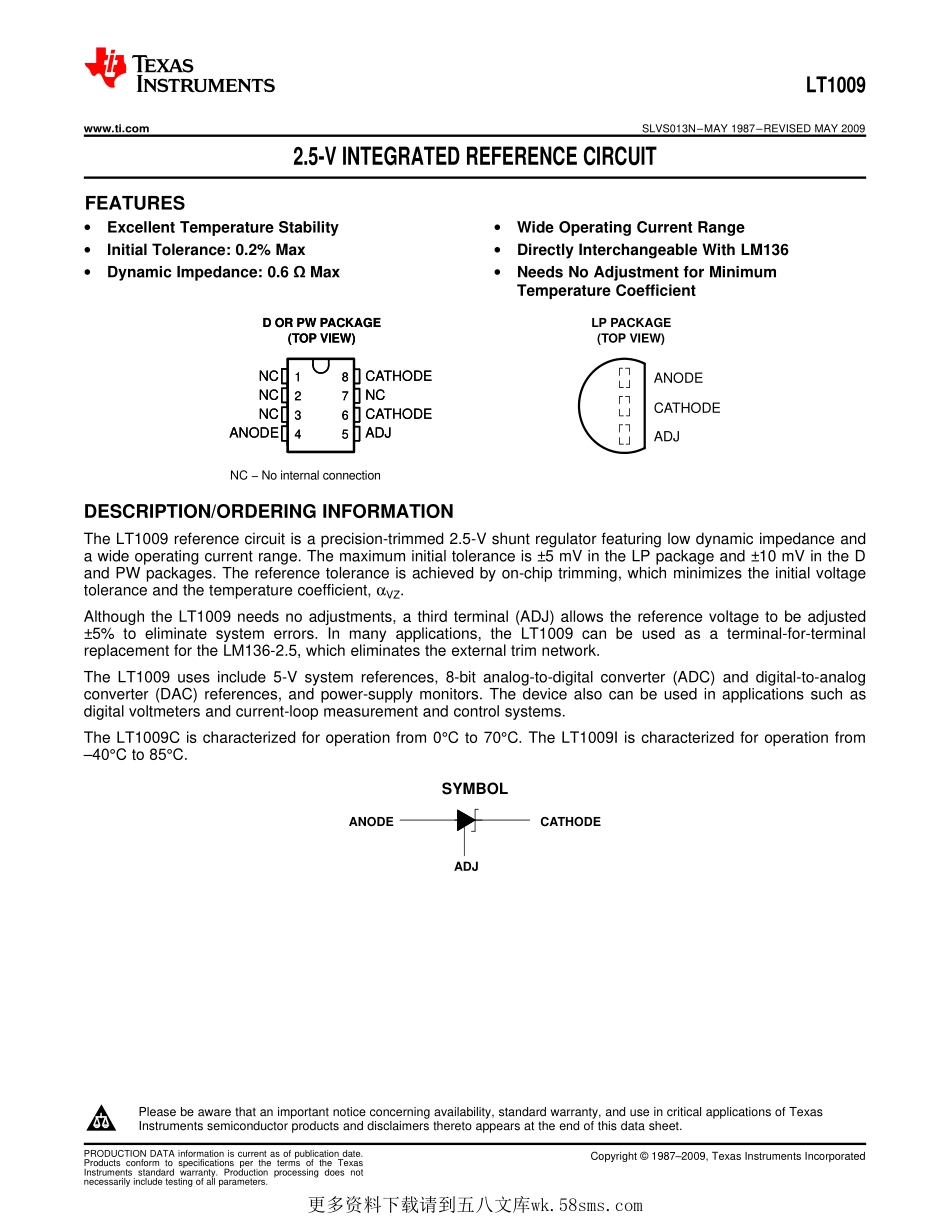 IC封装资料_电源管理芯片_LT1009CLP.pdf_第1页