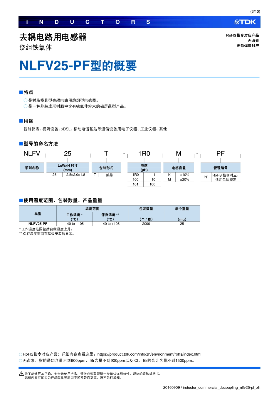 IC封装资料_电感_NLFV25T-100K-PF.pdf_第3页