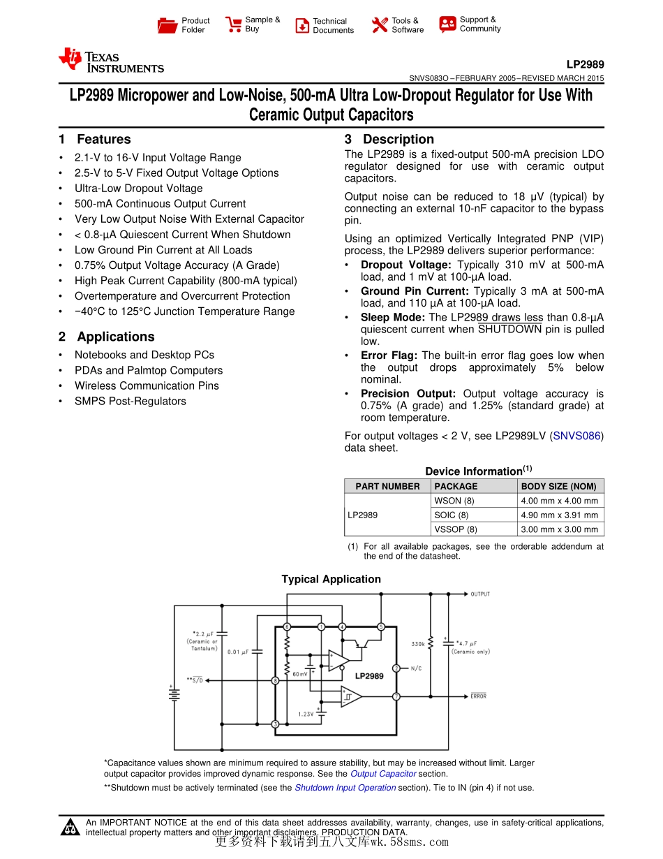 IC封装资料_电源管理芯片_LP2989AIM-5.0_NOPB.pdf_第1页