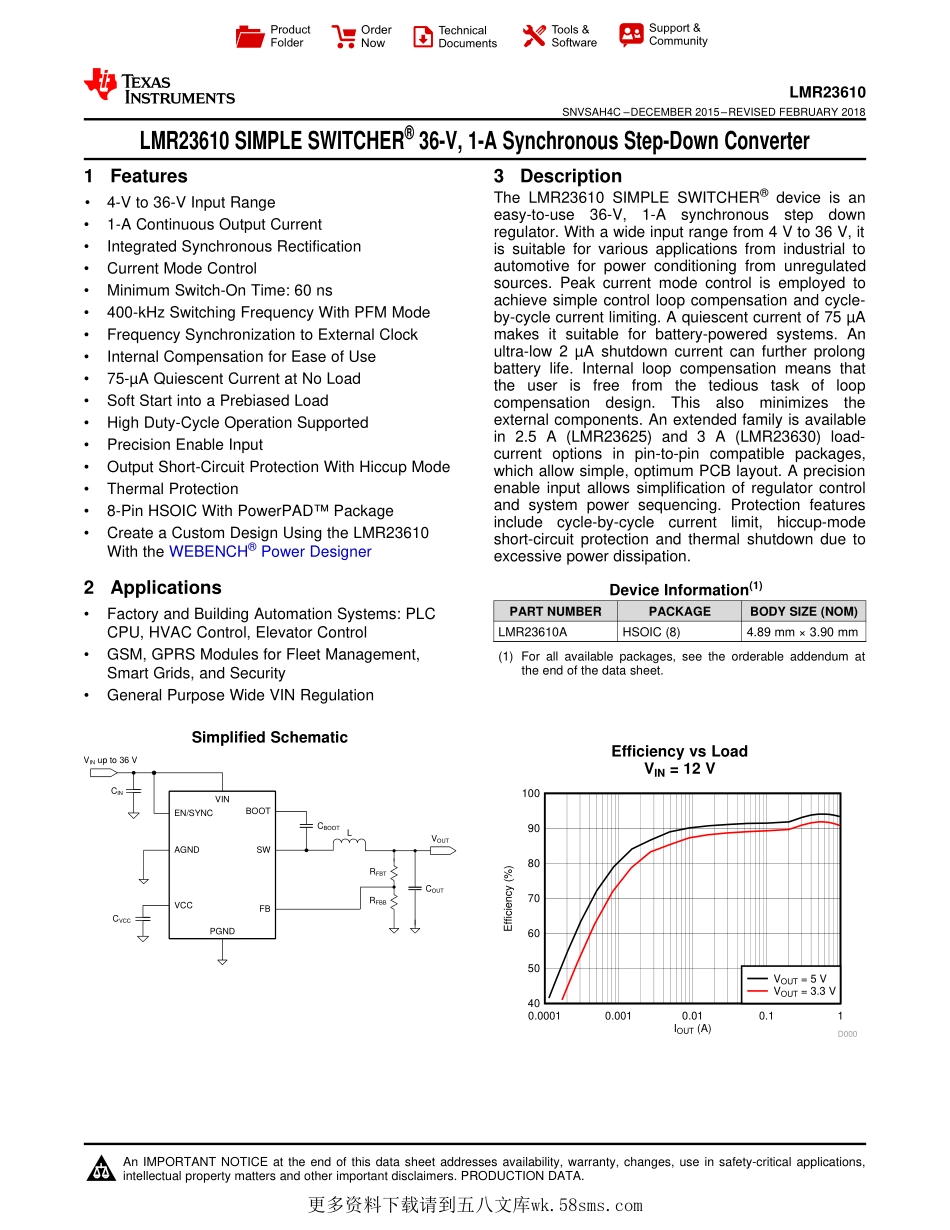 IC封装资料_电源管理芯片_LMR23610ADDAR.pdf_第1页