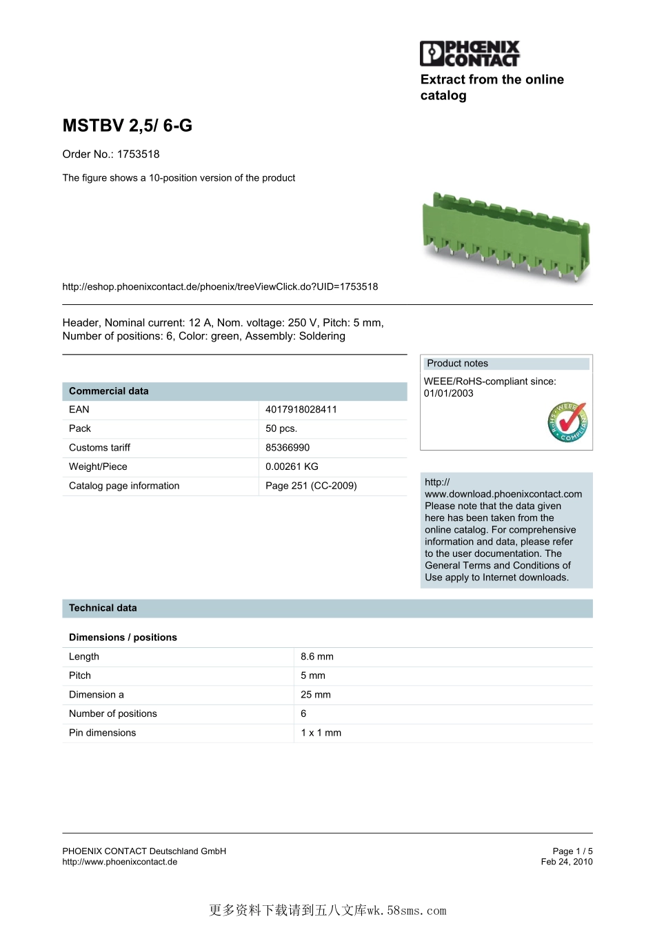 IC封装资料_连接器_1753518.pdf_第1页