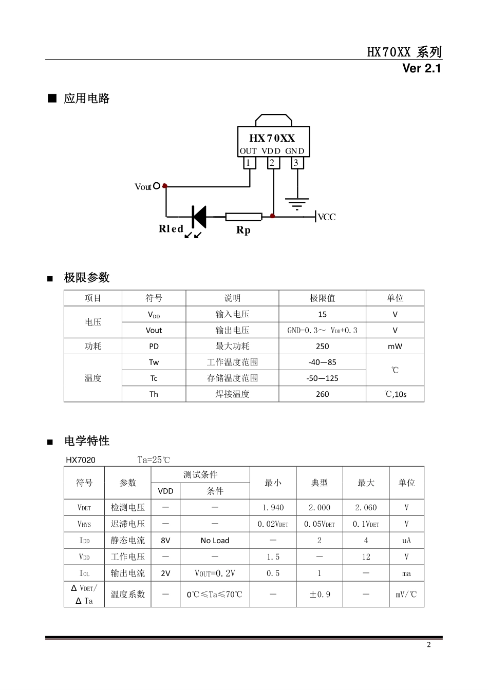 IC封装资料_电源管理芯片_HX7050A _TO-92.pdf_第2页