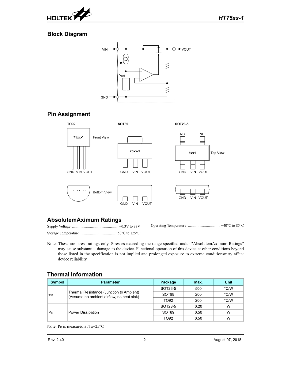 IC封装资料_电源管理芯片_HT7533-1.pdf_第2页