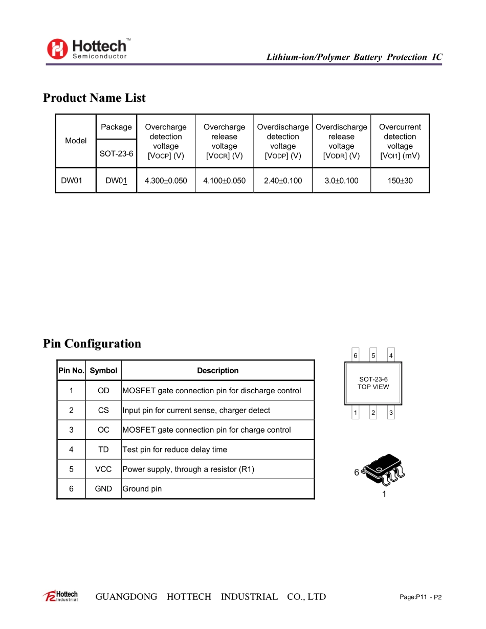 IC封装资料_电源管理芯片_DW01.pdf_第2页