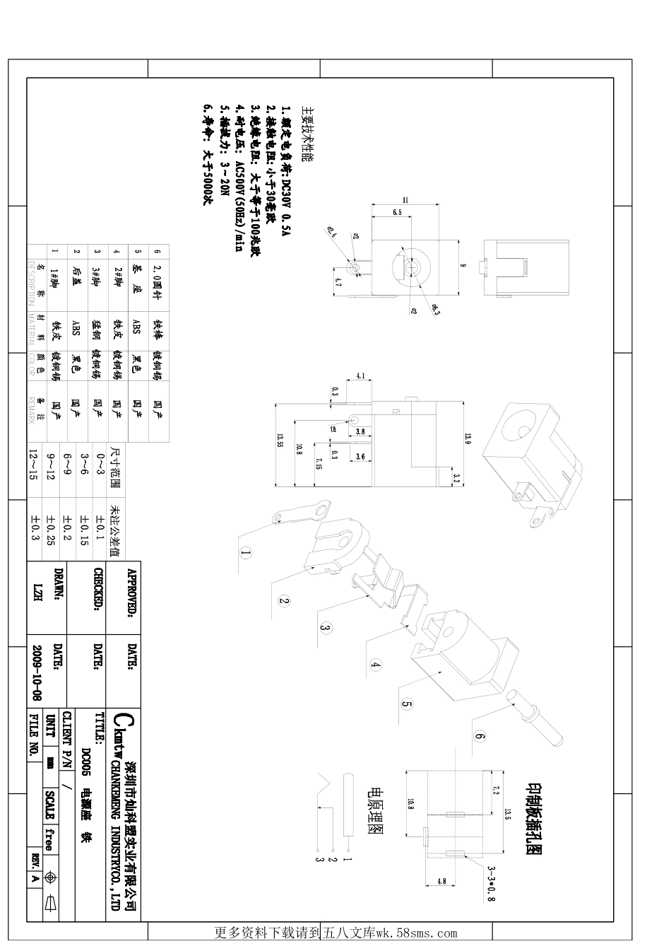 IC封装资料_电源管理芯片_DC-005_5_5-2_0MM.pdf_第1页