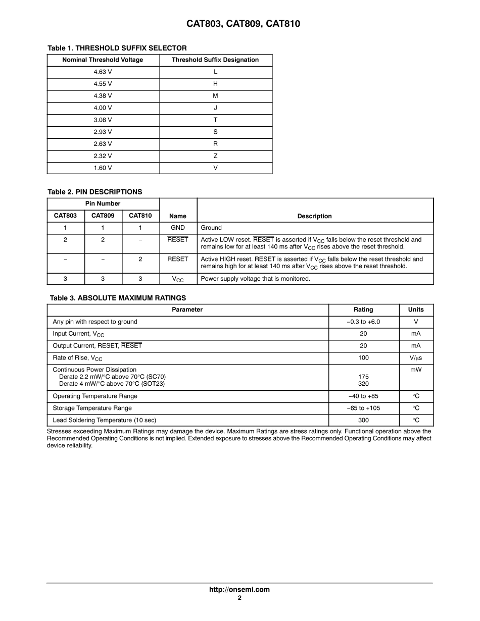 IC封装资料_电源管理芯片_CAT809STBI-GT3.pdf_第2页