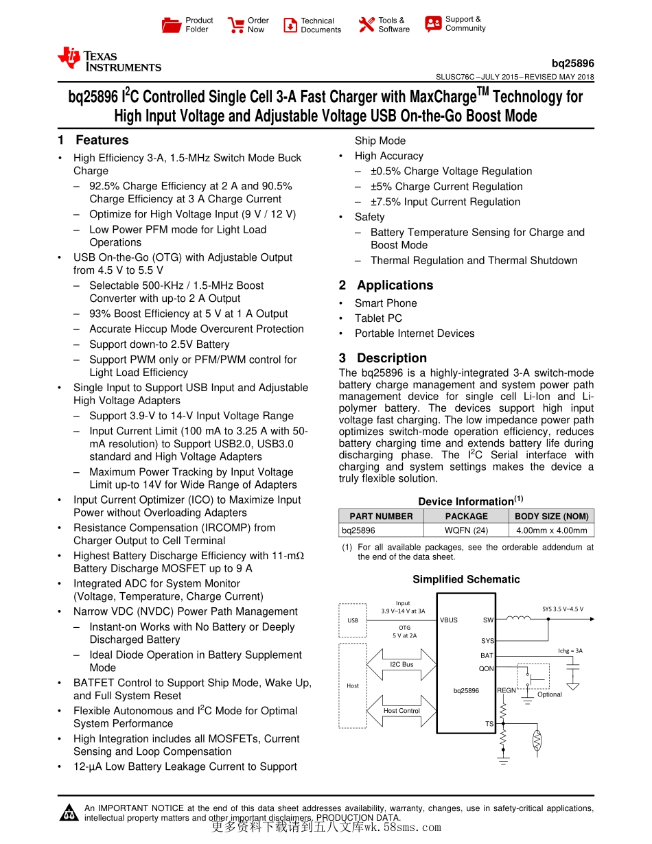 IC封装资料_电源管理芯片_BQ25896RTWR.pdf_第1页