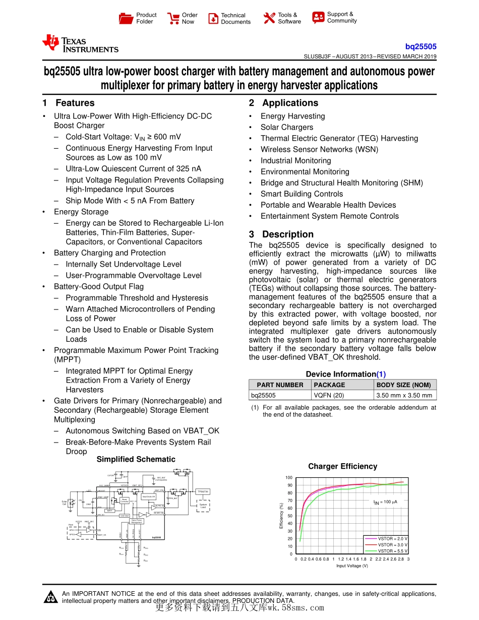 IC封装资料_电源管理芯片_BQ25505RGRT.pdf_第1页