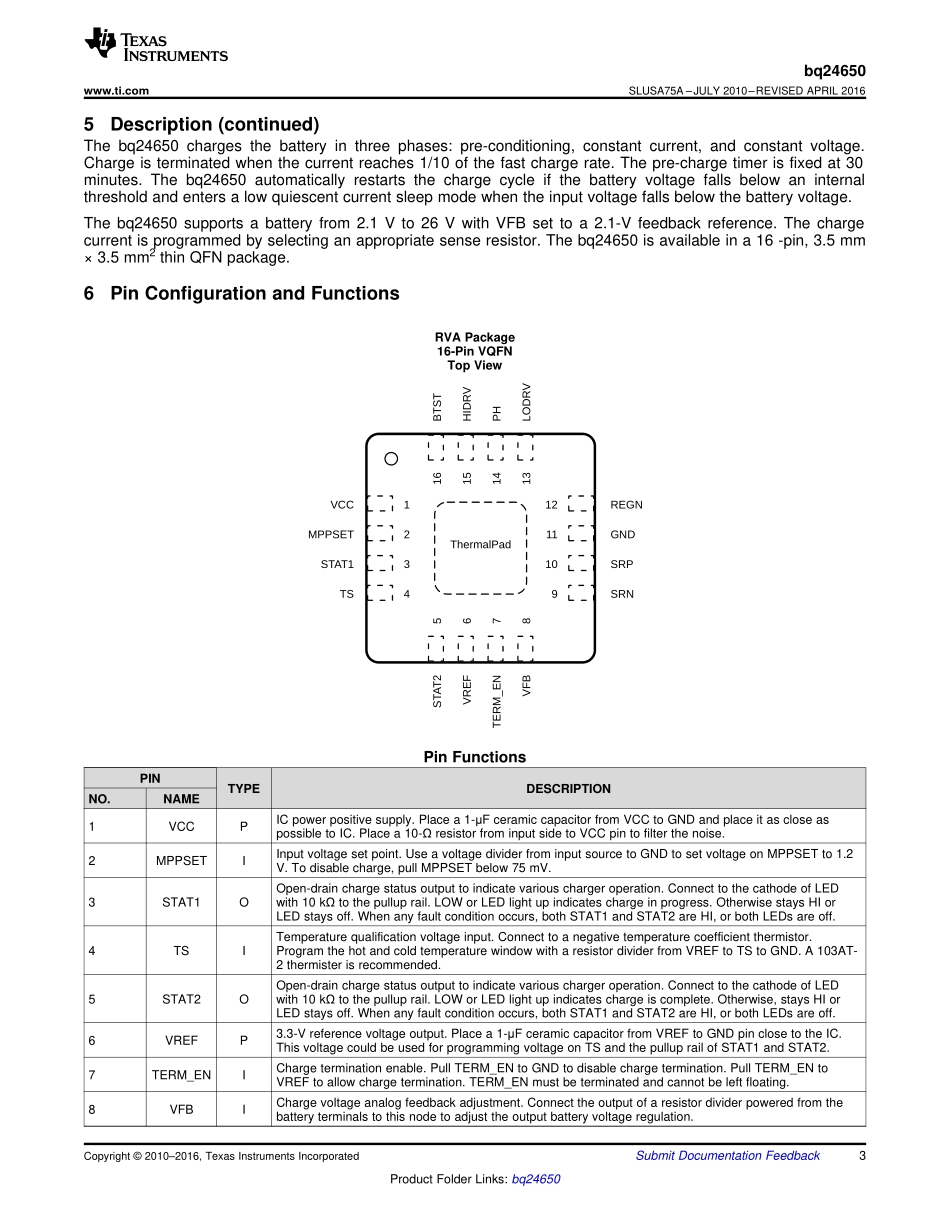 IC封装资料_电源管理芯片_BQ24650RVAR.pdf_第3页