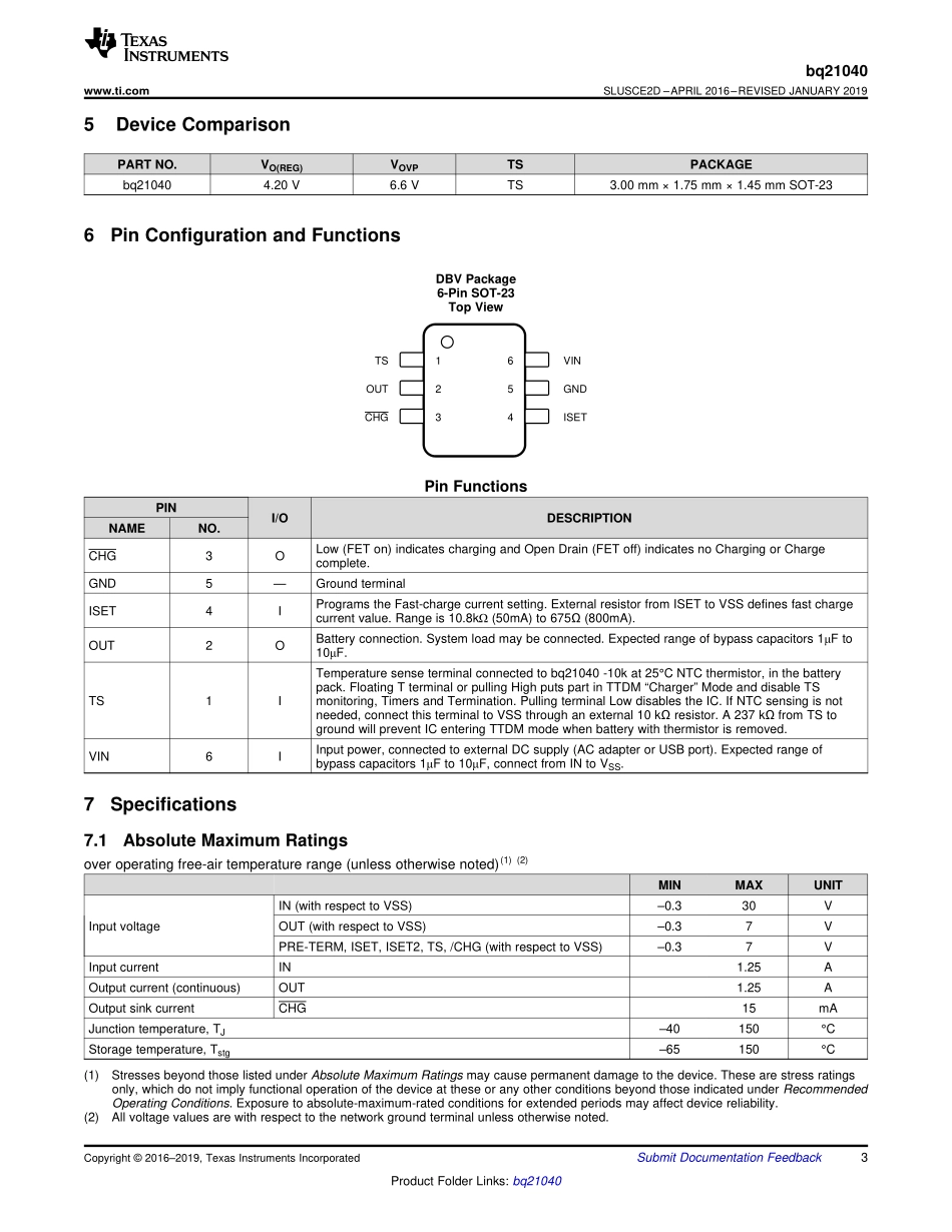 IC封装资料_电源管理芯片_BQ21040DBVT.pdf_第3页