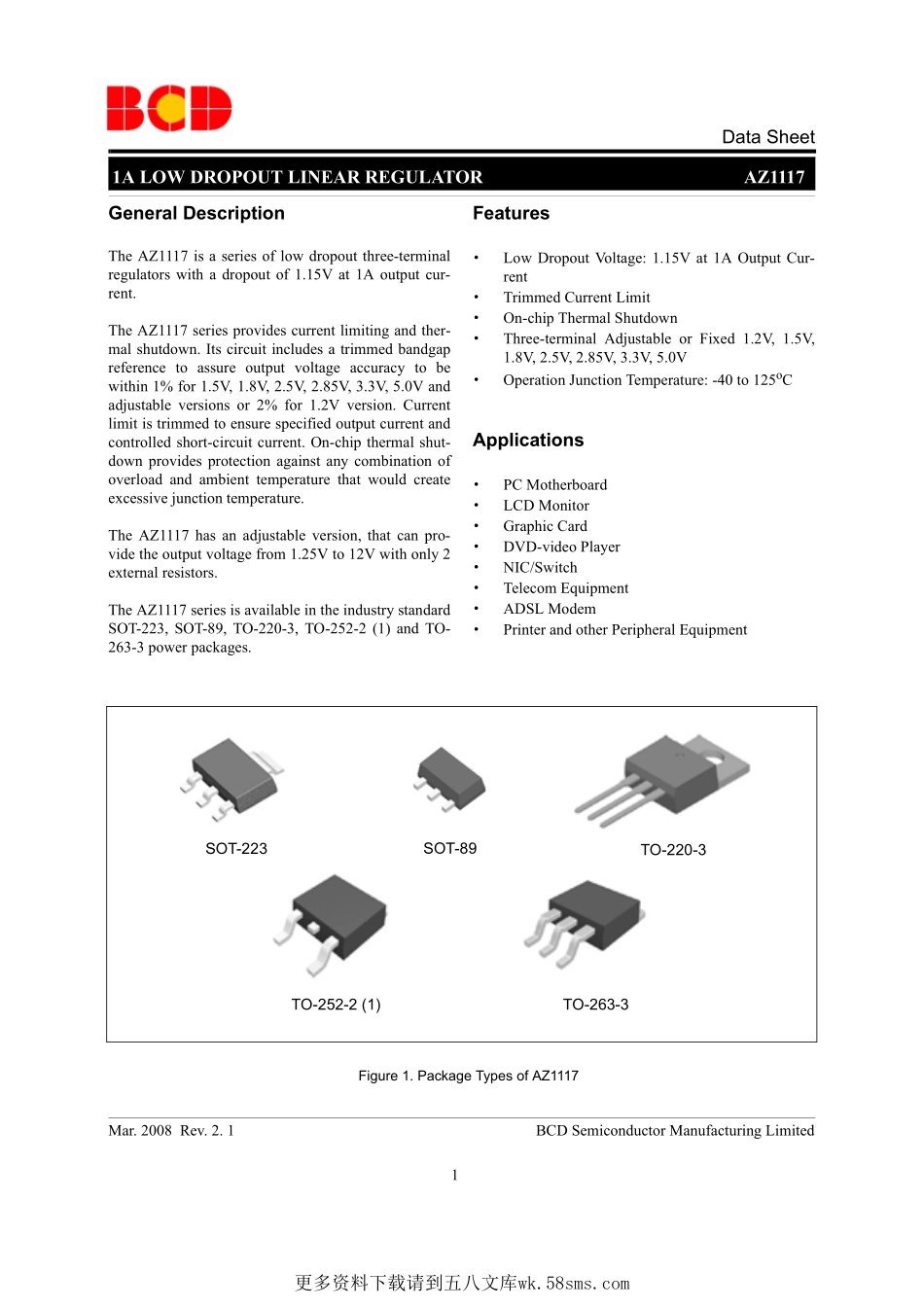 IC封装资料_电源管理芯片_AZ1117H-ADJTRG1.pdf_第1页