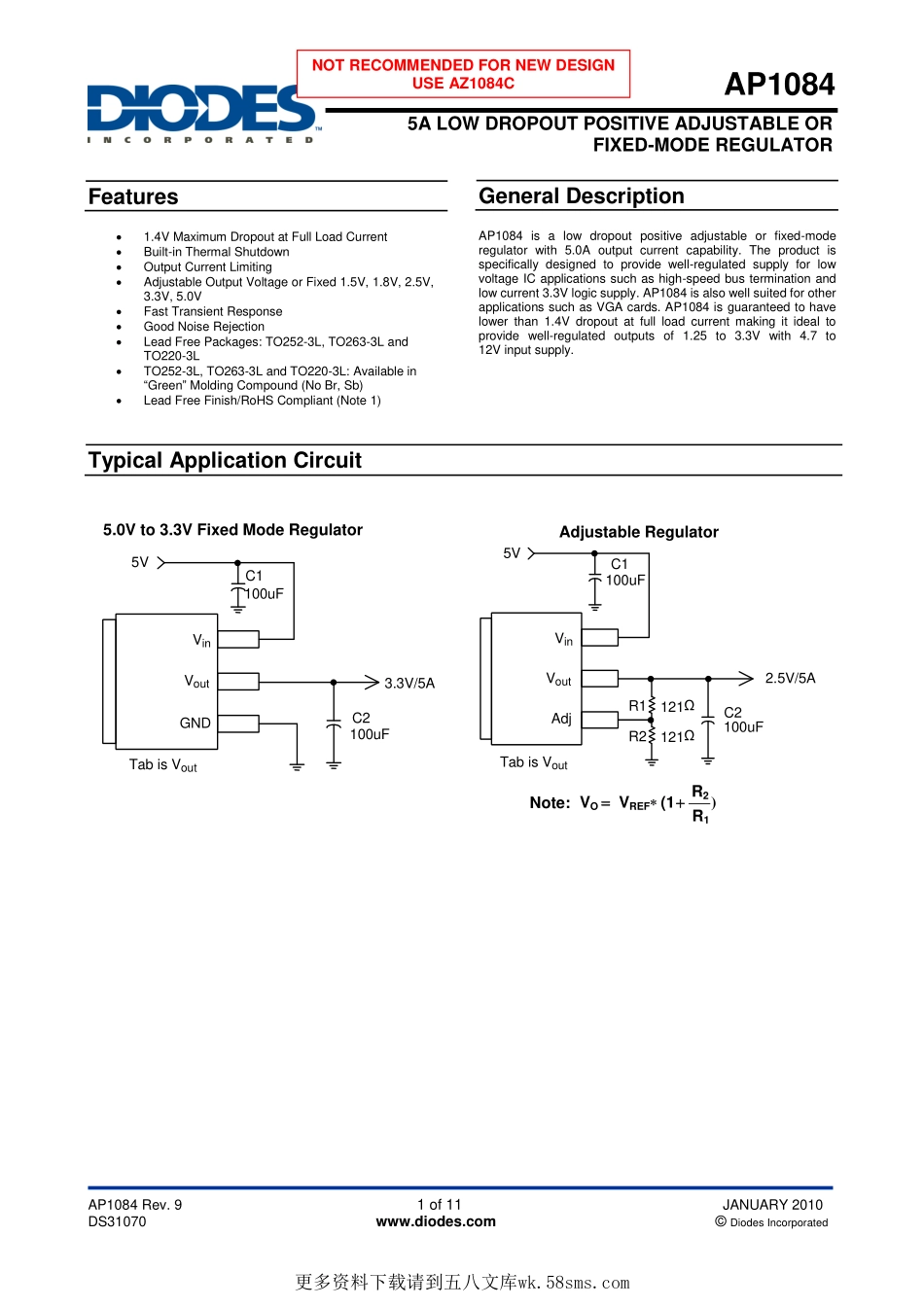 IC封装资料_电源管理芯片_AP1084K33G-13.pdf_第1页