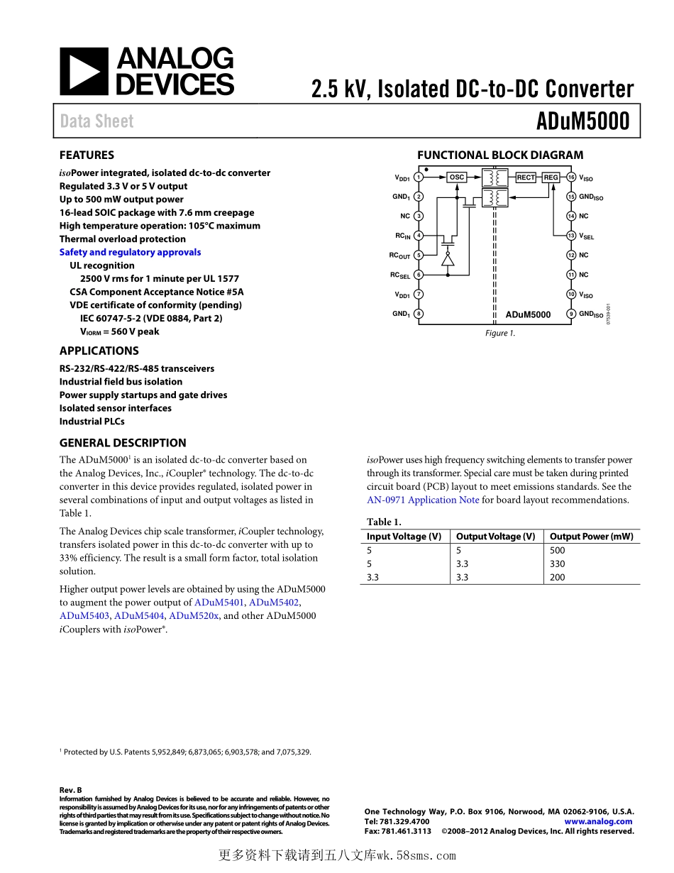 IC封装资料_电源管理芯片_ADUM5000ARWZ-RL.pdf_第1页