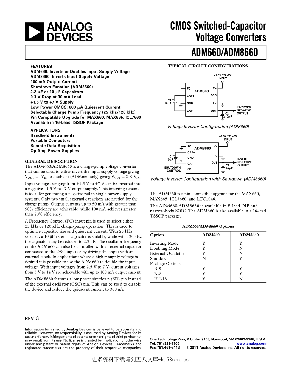 IC封装资料_电源管理芯片_ADM660ARZ.pdf_第1页