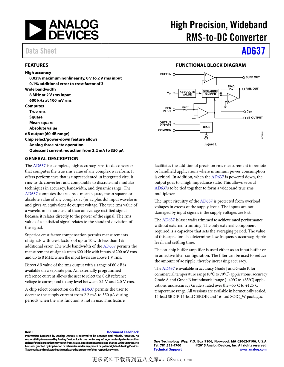 IC封装资料_电源管理芯片_AD637JQ.pdf_第1页