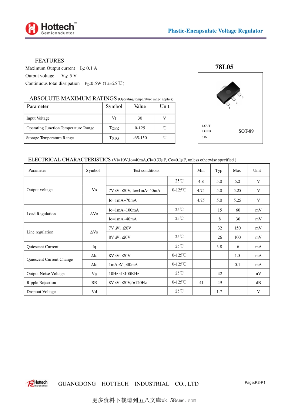 IC封装资料_电源管理芯片_78L05-1.pdf_第1页