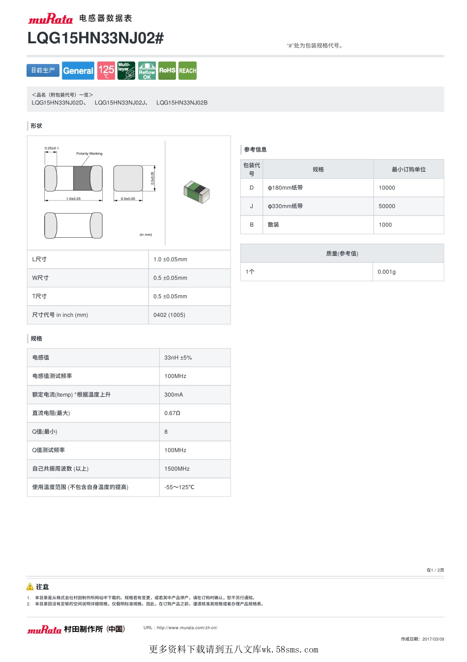 IC封装资料_电感_LQG15HN33NJ02D.pdf_第1页