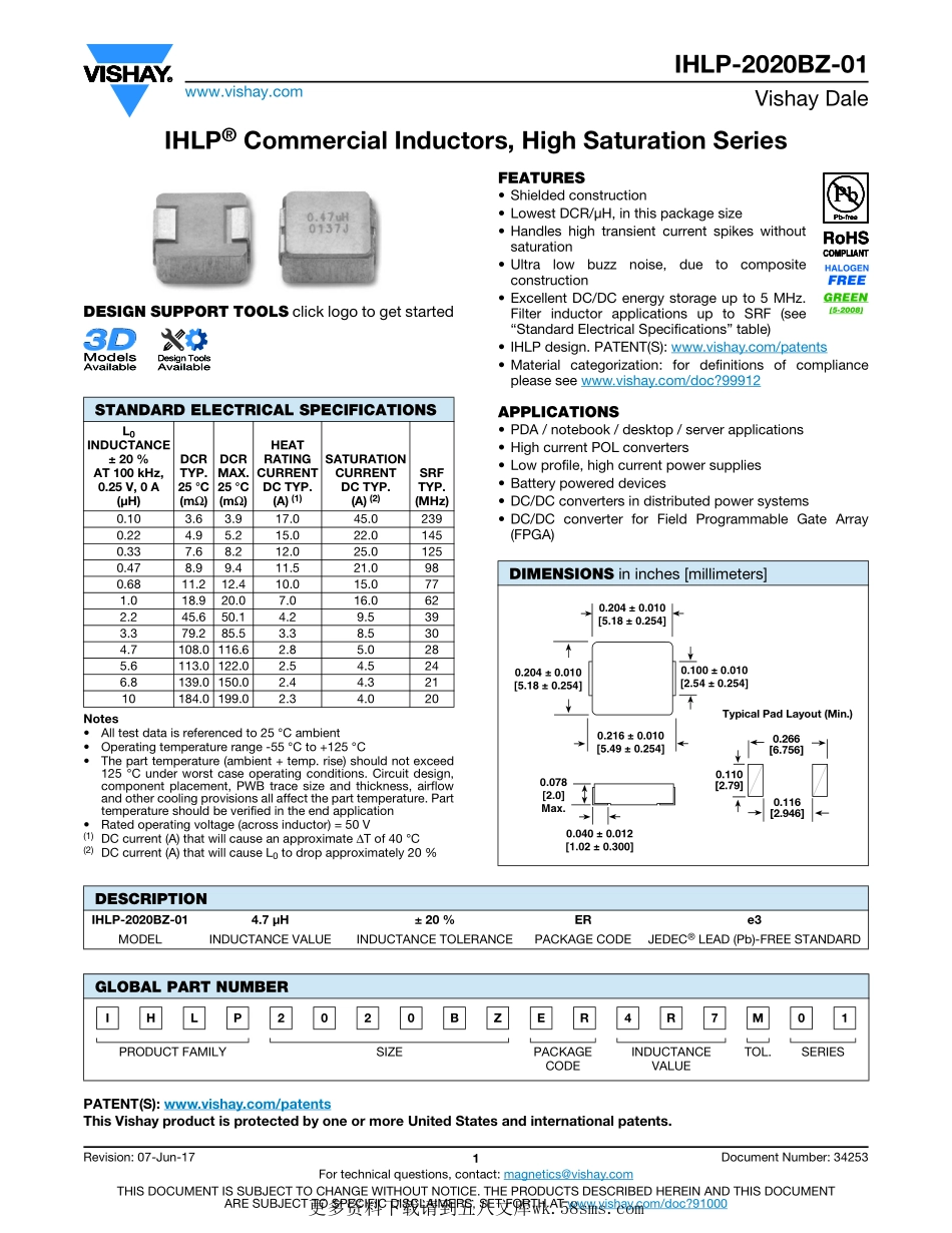 IC封装资料_电感_IHLP2020BZER4R7M01.pdf_第1页