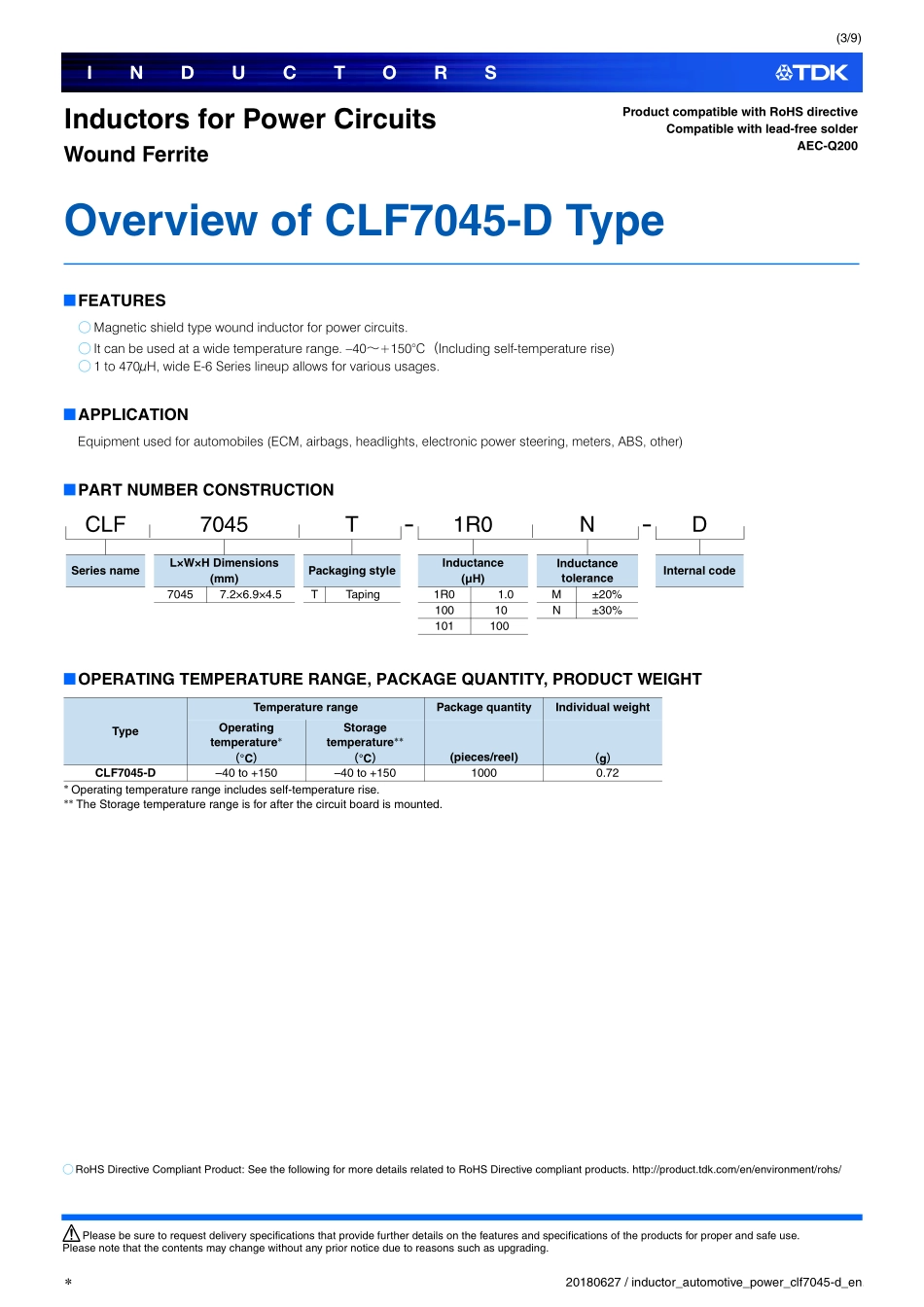 IC封装资料_电感_CLF7045T-100M-D.pdf_第3页