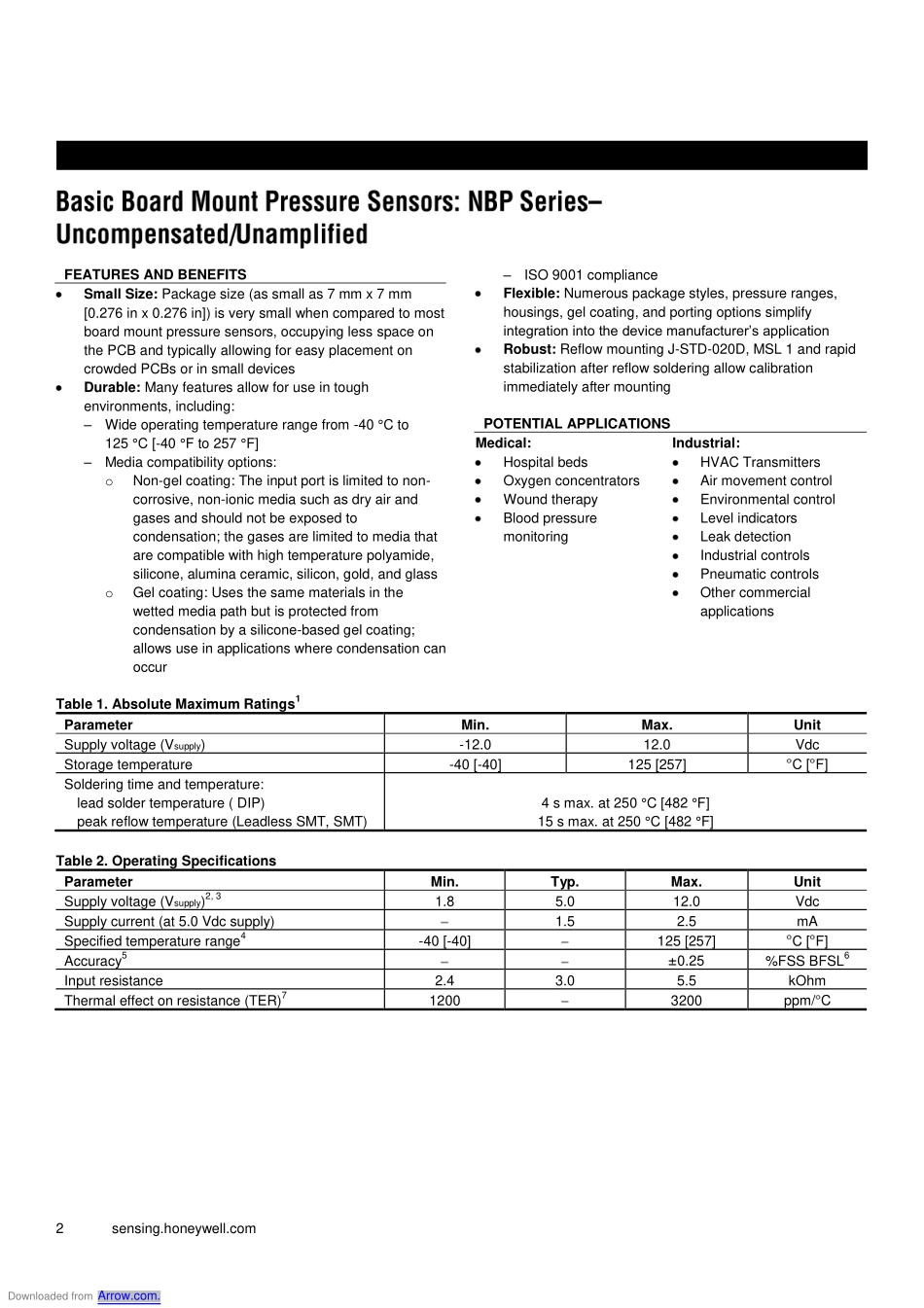 IC封装资料_传感器_NBPDANN150PGUNV.pdf_第2页