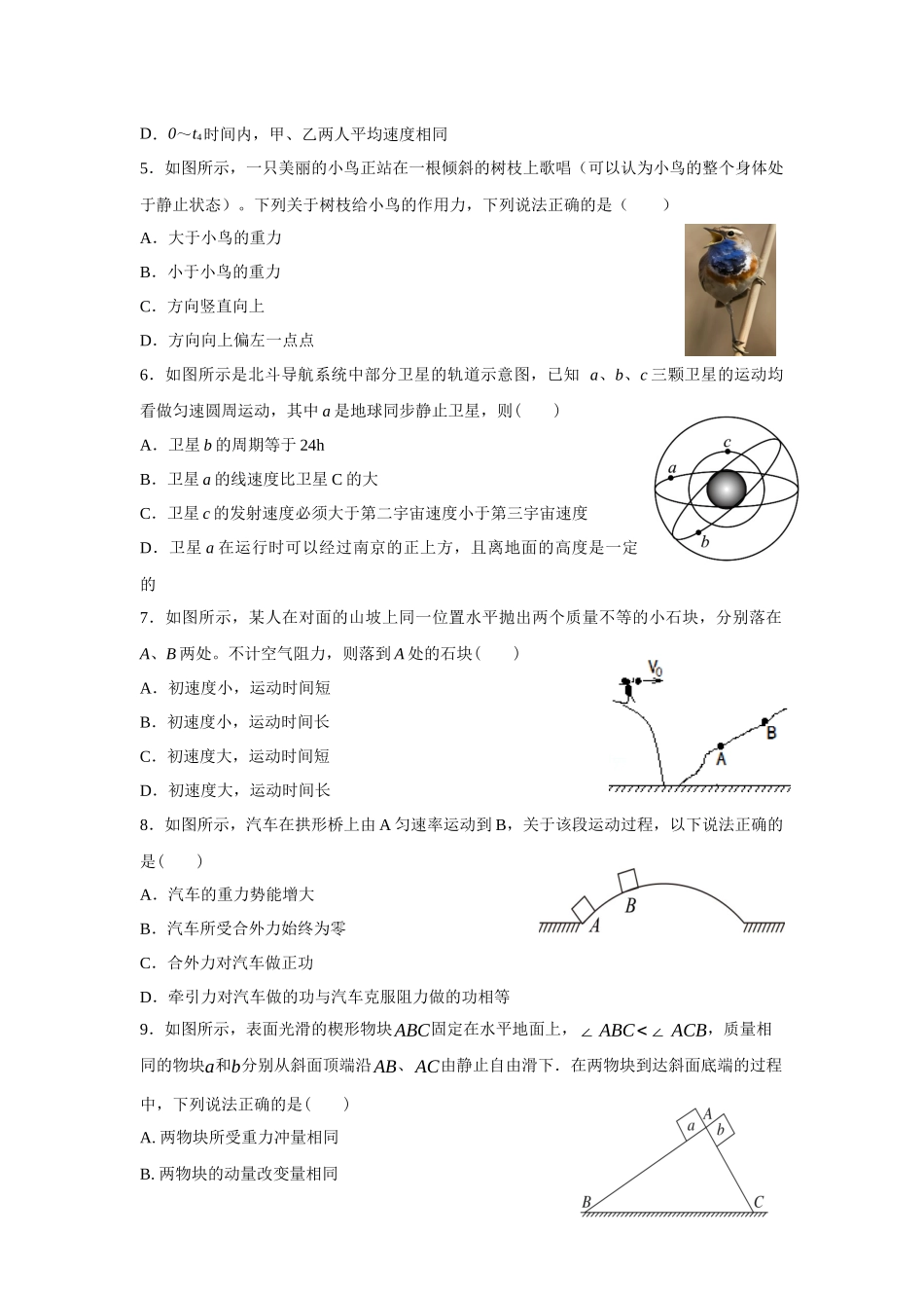 江苏省南京市协同体七校2024-2025学年高三上学期期中联合考试物理试题含答案.docx_第2页