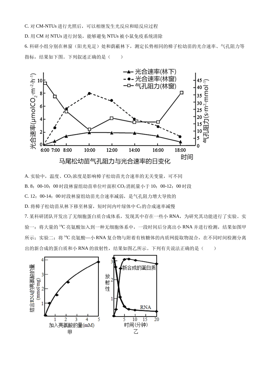 山东省泰安第一中学2025届高三上学期11月月考生物试题（原卷版）.docx_第3页