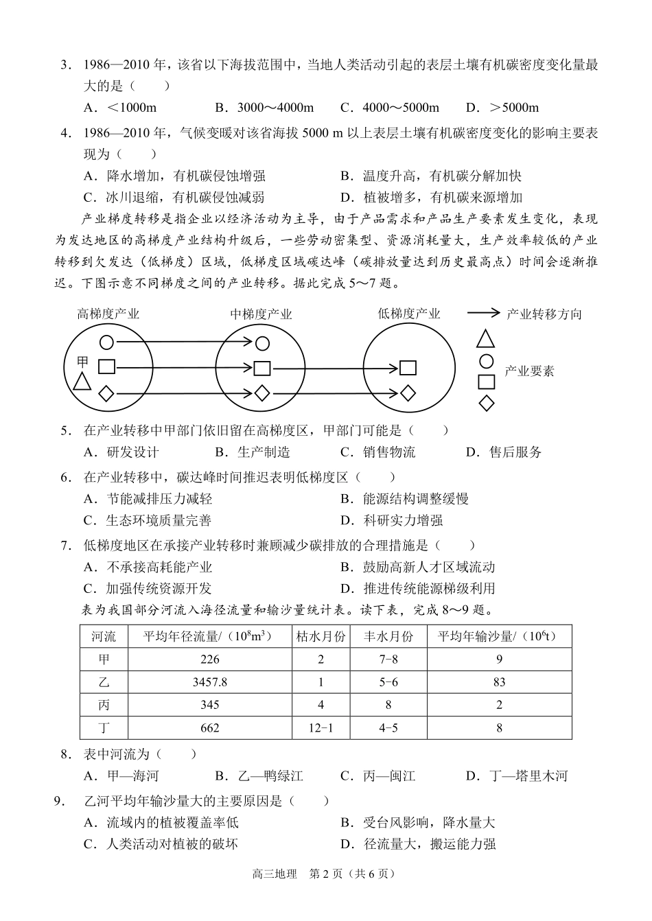 西南大学附属中学高2025届高三上11月阶段性检查地理试题（定稿）.pdf_第2页