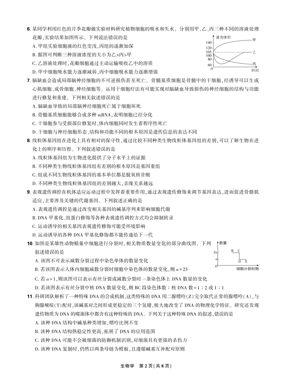 2024东北三省精准教学2024年12月高三联考 生物 强化卷 含答案解析.pdf_第2页